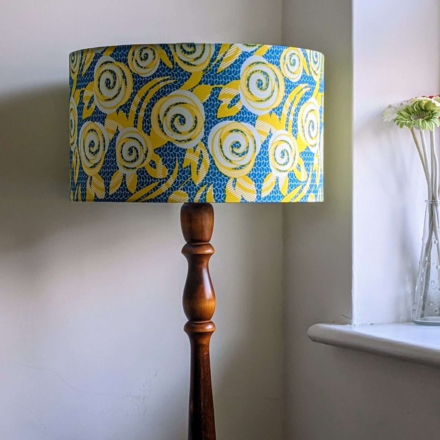 Turquoise & Yellow Roses Lamp Shade GULAB