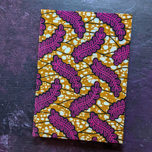 Botanical African print A5 NoteBook: Brown & Pink Leaf pattern