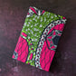 African print gratitude journal: Diamond Chain pattern (Green & magenta)