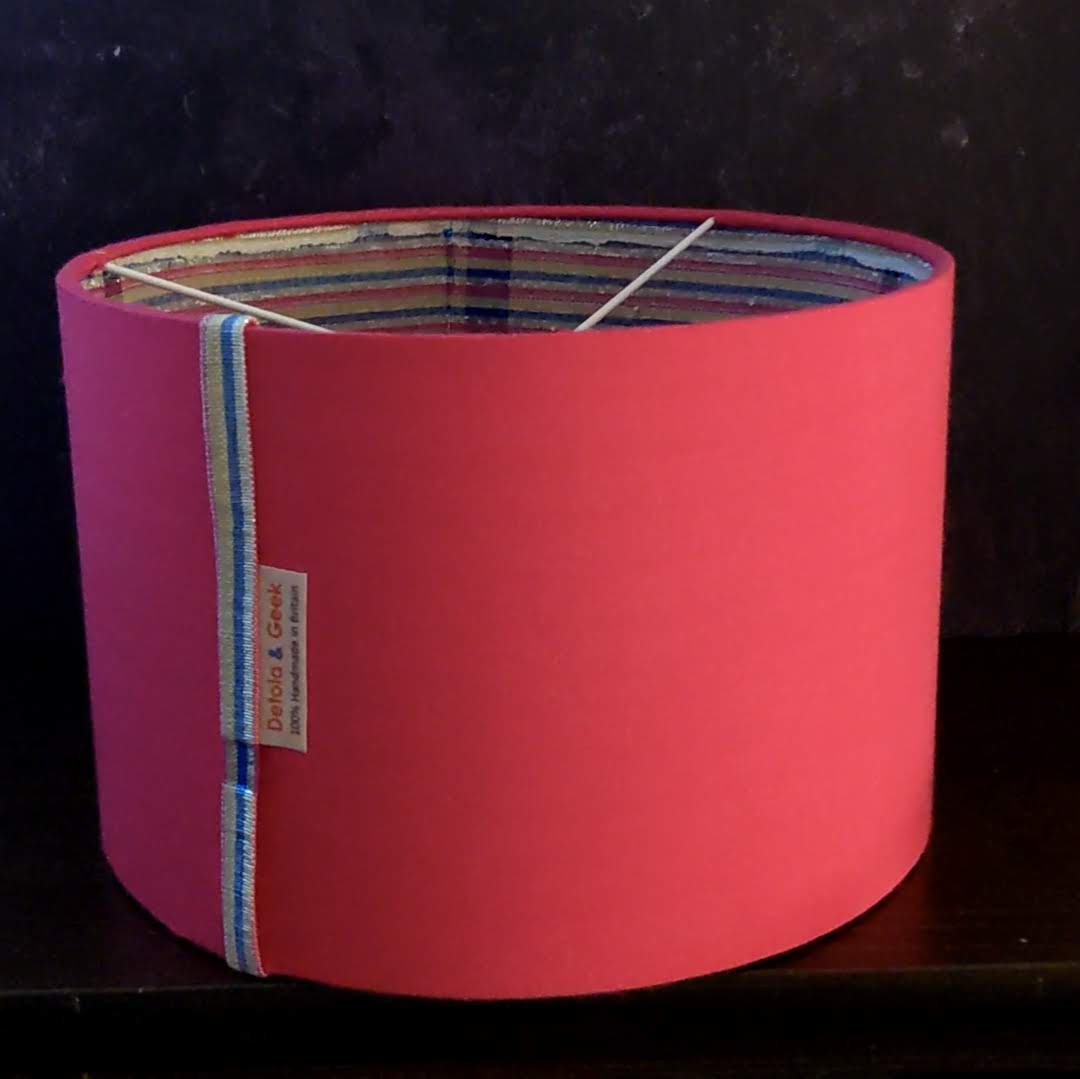 Pink striped Nigerian Aso Oke Lampshade (SAMPLE)