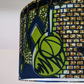 African Wax Print Lampshade SONJE: Green Blue Kitchen Utensils Pattern