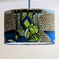 African Wax Print Lampshade SONJE: Green Blue Kitchen Utensils Pattern