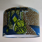 African Wax Print Lampshade SONJE: Green Blue Kitchen Utensils Pattern